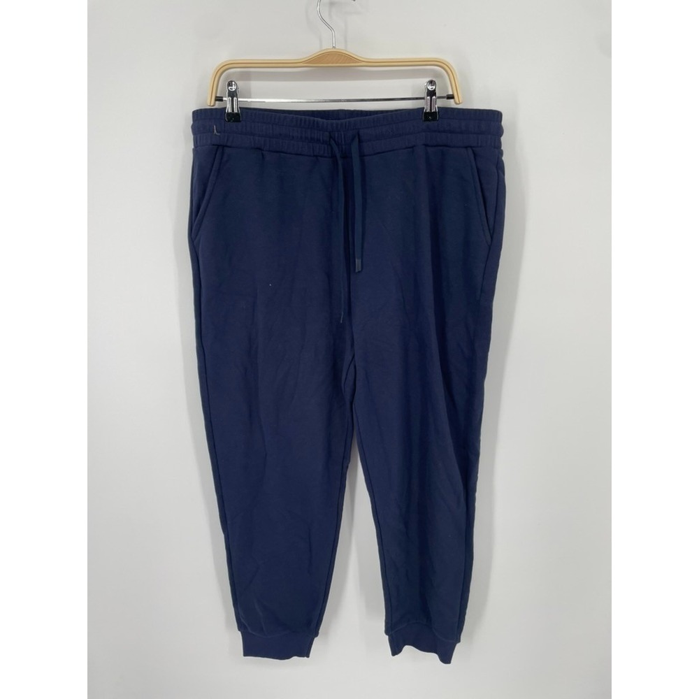 Short Story Jogger Sweatpants Women 2XL Blue Drawstring Waist Tapered Leg NWT